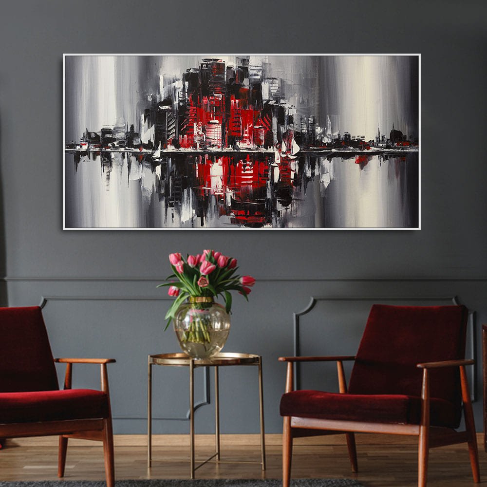 Abstract City Skyline Premium Wall Painting - Decor Smart