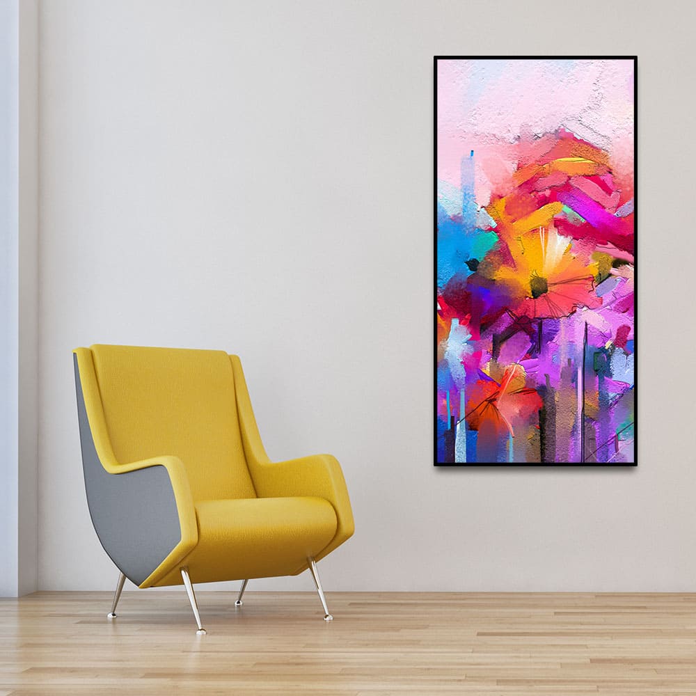 Abstract Colorful Acrylic Painting of Flowers - Decor Smart