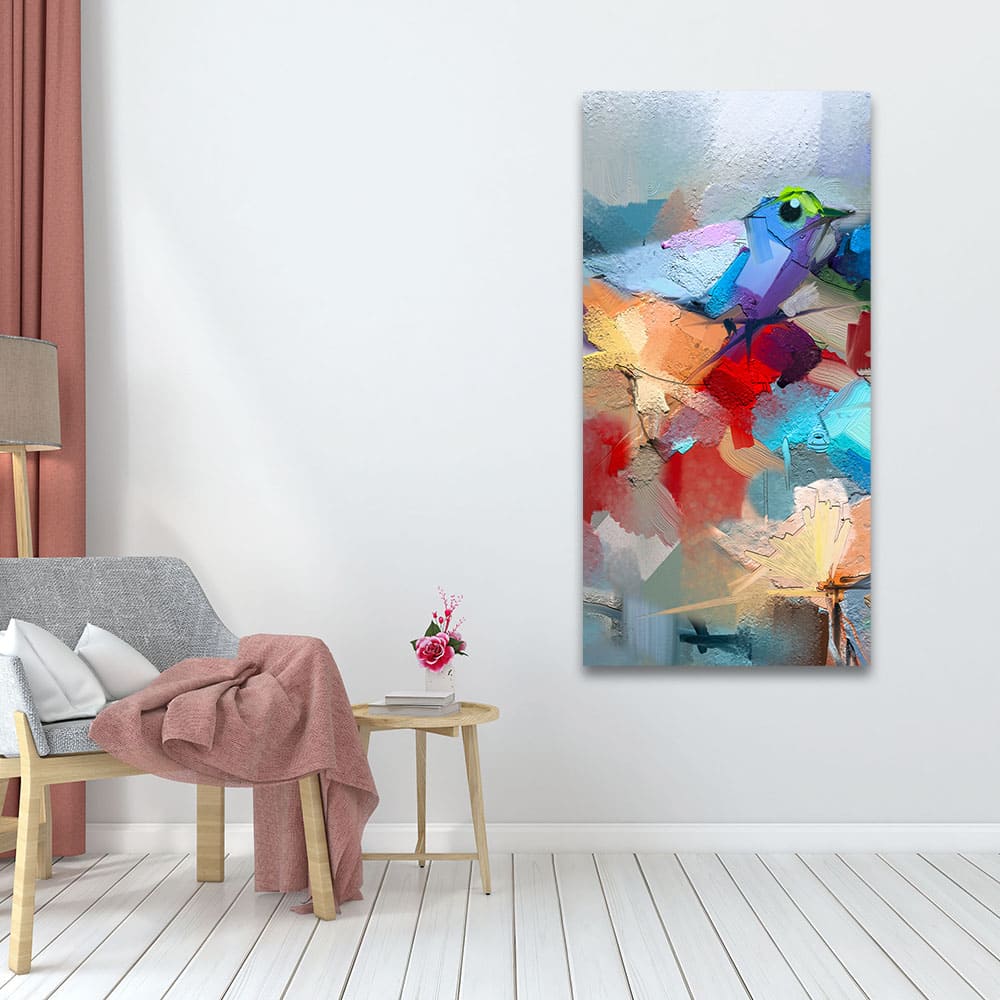 Abstract Colorful Bird and Flower Canvas Wall Painting - Decor Smart
