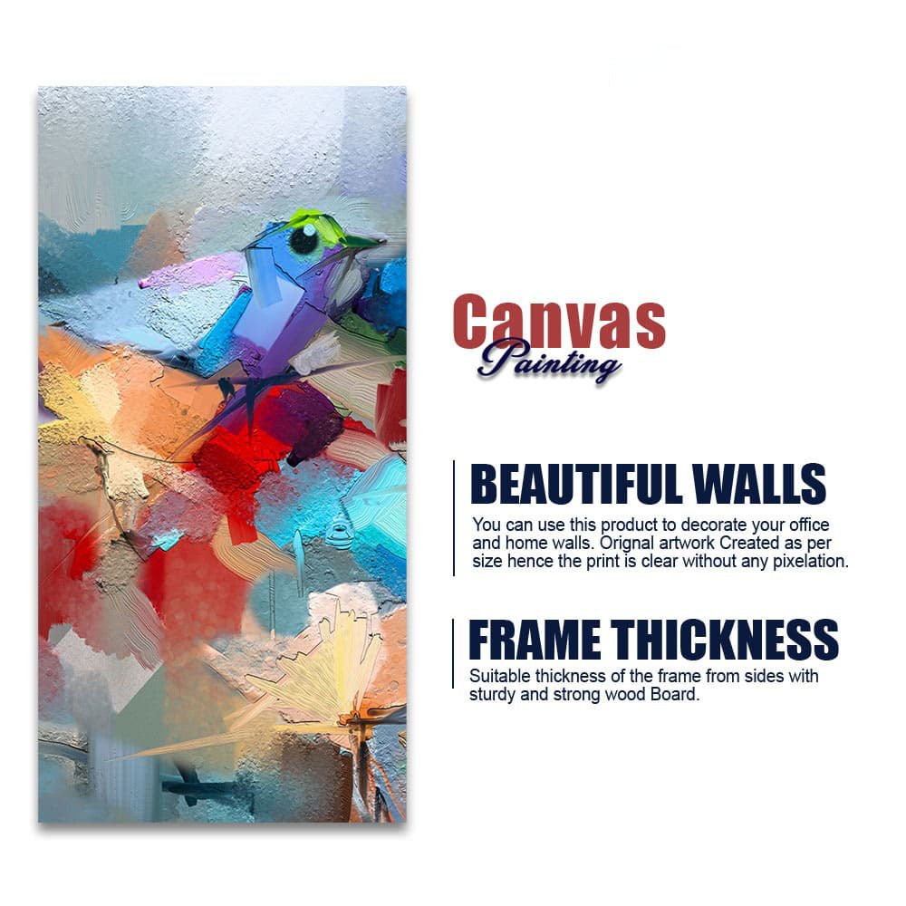 Abstract Colorful Bird and Flower Canvas Wall Painting - Decor Smart