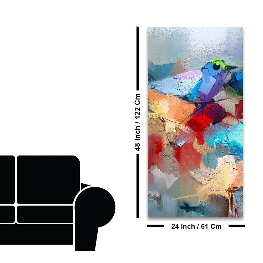 Abstract Colorful Bird and Flower Canvas Wall Painting - Decor Smart