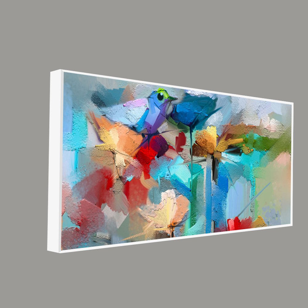 Abstract Colorful Bird and Spring Flower Canvas Wall Painting - Decor Smart
