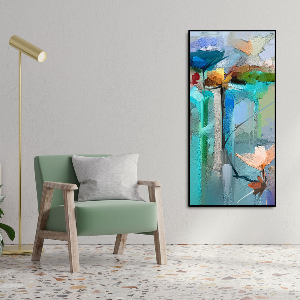 Abstract Colorful Bird and Spring Flower Premium Canvas Wall Painting - Decor Smart