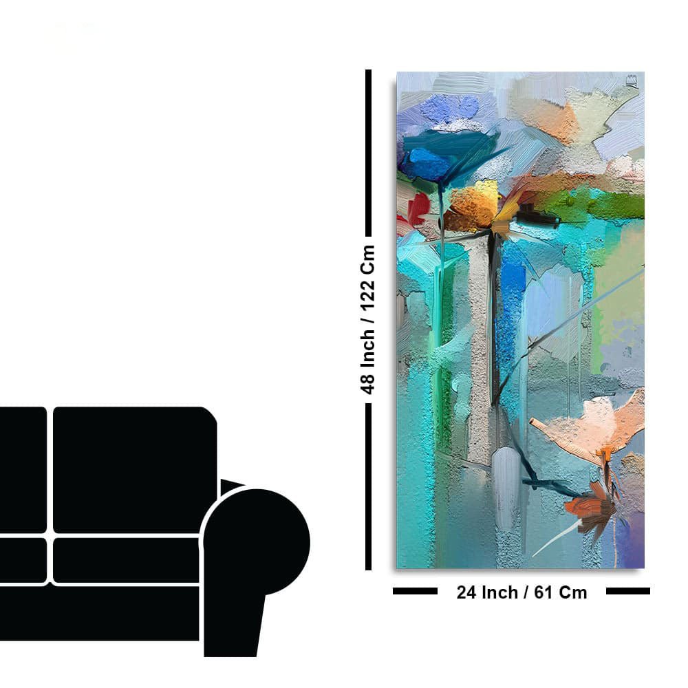 Abstract Colorful Bird and Spring Flower Premium Canvas Wall Painting - Decor Smart