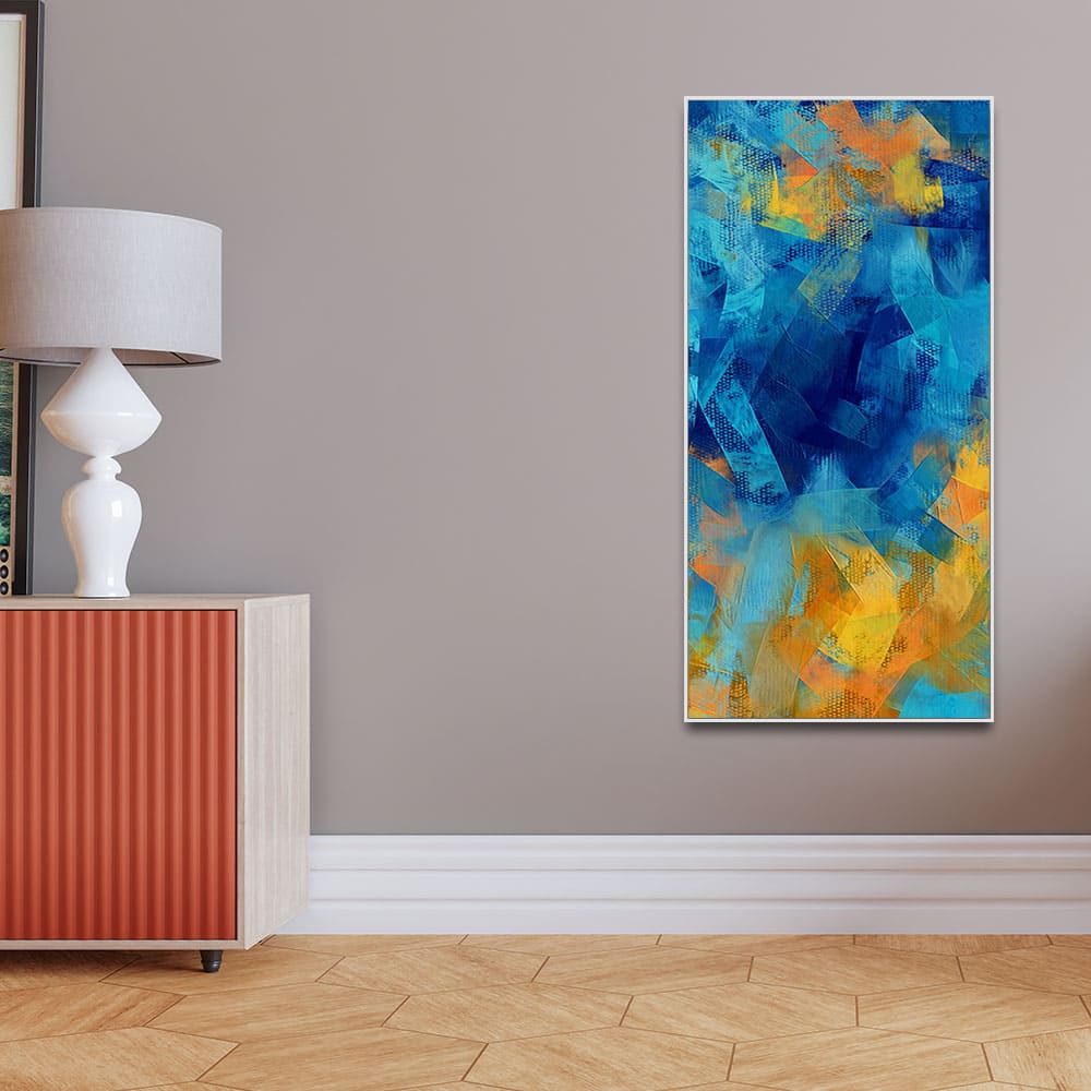 Abstract Colorful Blue Textured Art Canvas Wall Painting - Decor Smart