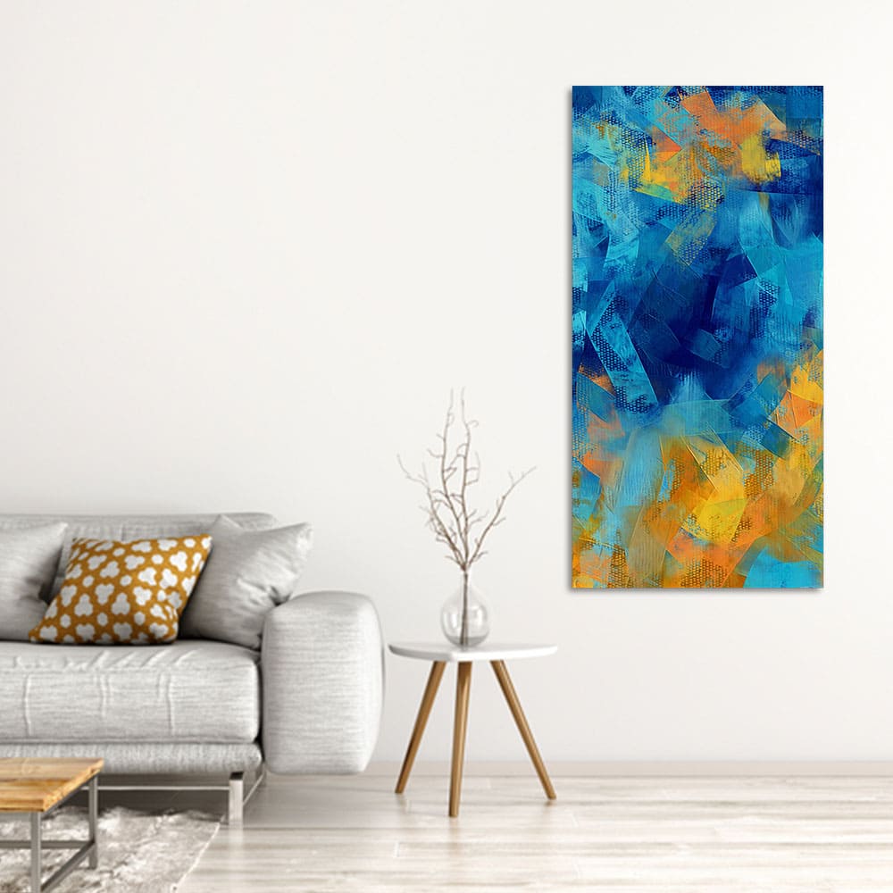 Abstract Colorful Blue Textured Art Canvas Wall Painting - Decor Smart