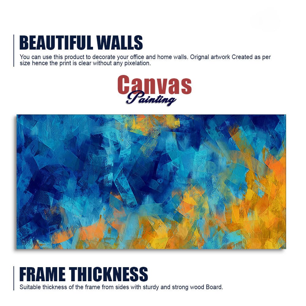 Abstract Colorful Blue Textured Design Art Canvas Wall Painting - Decor Smart