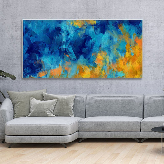 Abstract Colorful Blue Textured Design Art Canvas Wall Painting - Decor Smart