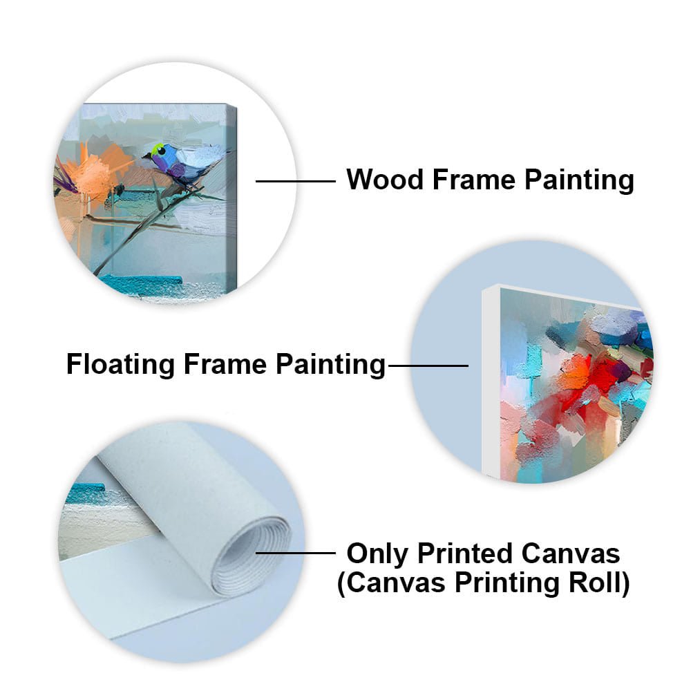 Abstract Colorful Canary Bird with Flowers Canvas Wall Painting - Decor Smart