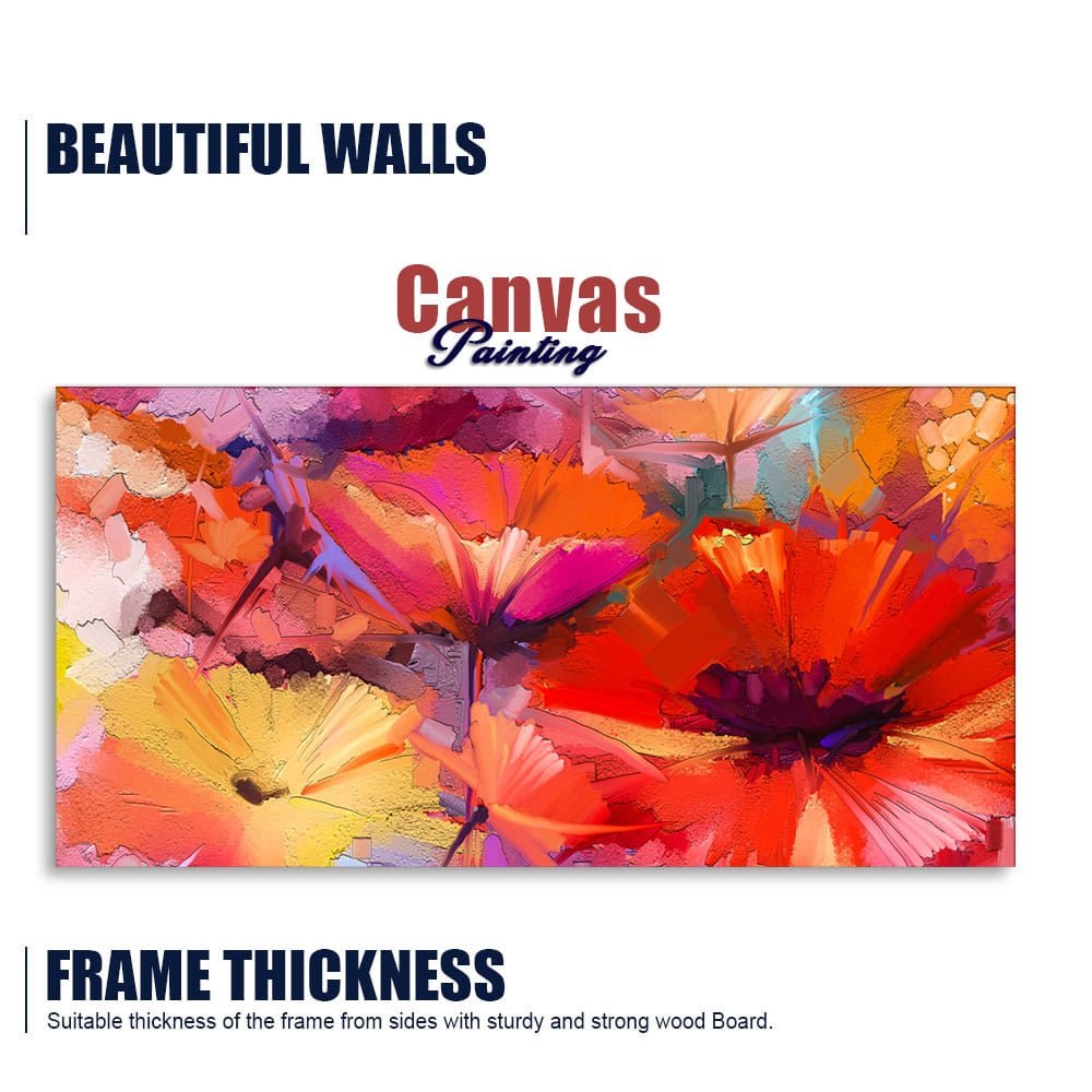 Abstract Colorful Composition of Vibrant Spring Floral Canvas Wall Painting - Decor Smart