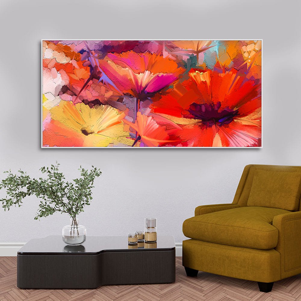 Abstract Colorful Composition of Vibrant Spring Floral Canvas Wall Painting - Decor Smart