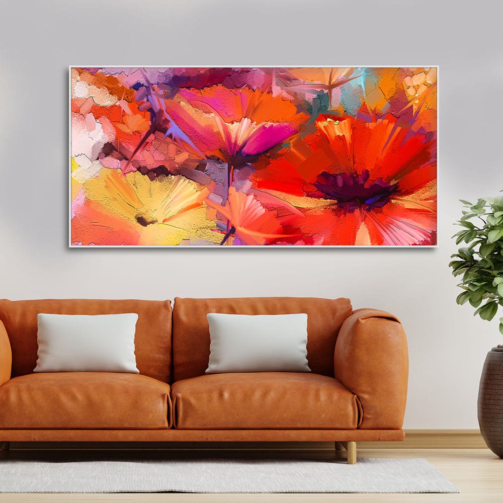 Abstract Colorful Composition of Vibrant Spring Floral Canvas Wall Painting - Decor Smart