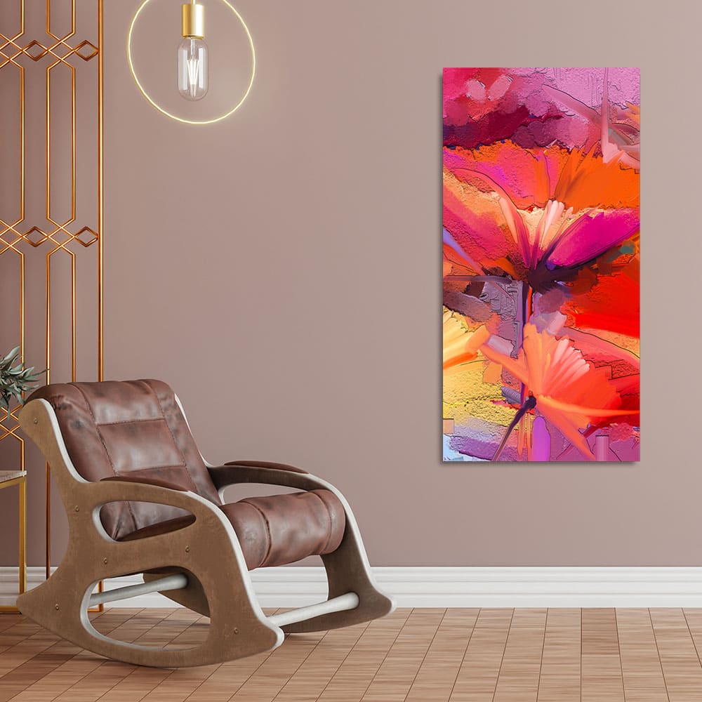 Abstract Colorful Composition of Vibrant Spring Floral Premium Canvas Wall Painting - Decor Smart