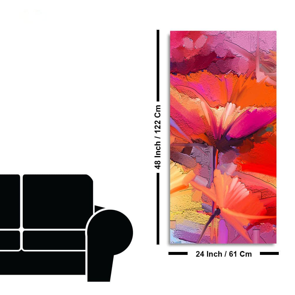 Abstract Colorful Composition of Vibrant Spring Floral Premium Canvas Wall Painting - Decor Smart