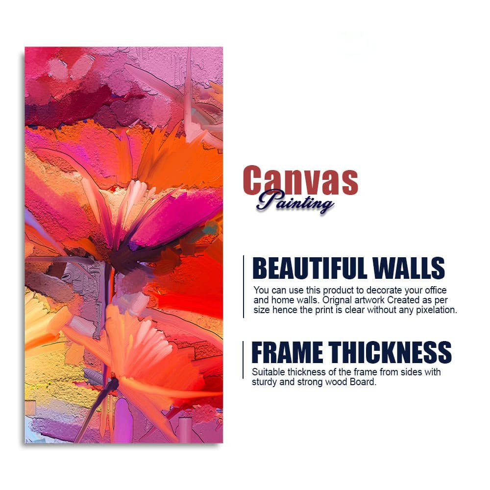 Abstract Colorful Composition of Vibrant Spring Floral Premium Canvas Wall Painting - Decor Smart