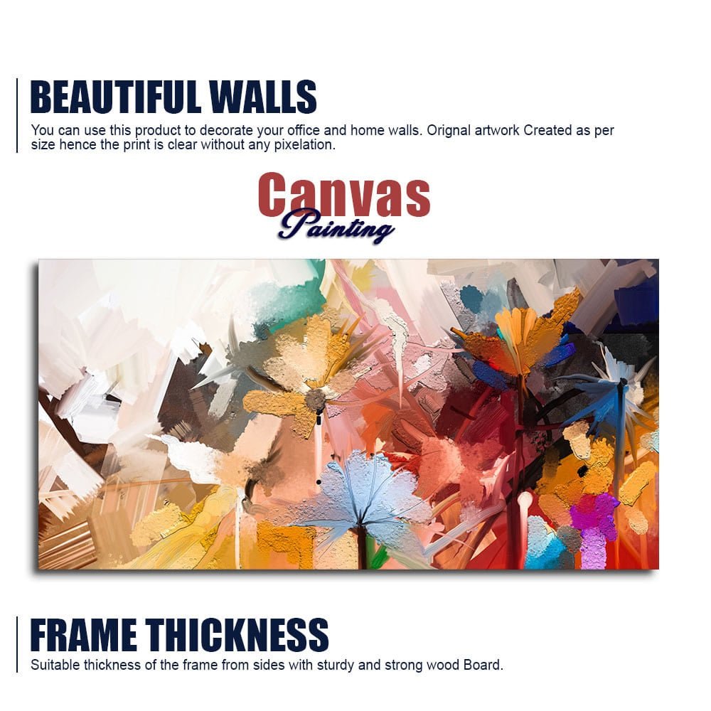Abstract Colorful Floral Flower art Canvas Wall Painting - Decor Smart