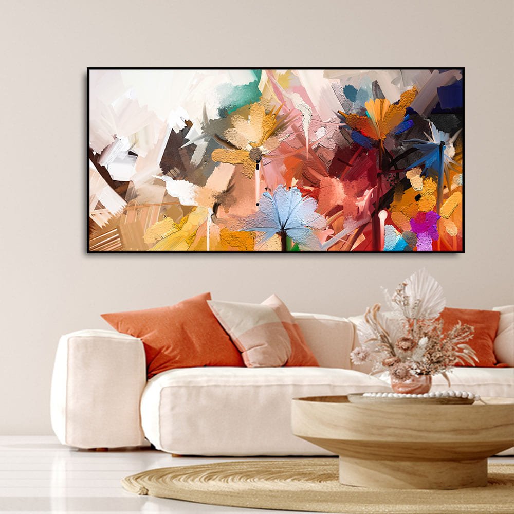 Abstract Colorful Floral Flower art Canvas Wall Painting - Decor Smart