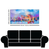 Abstract Colorful Sea Sailing Boat Canvas Wall Painting - Decor Smart