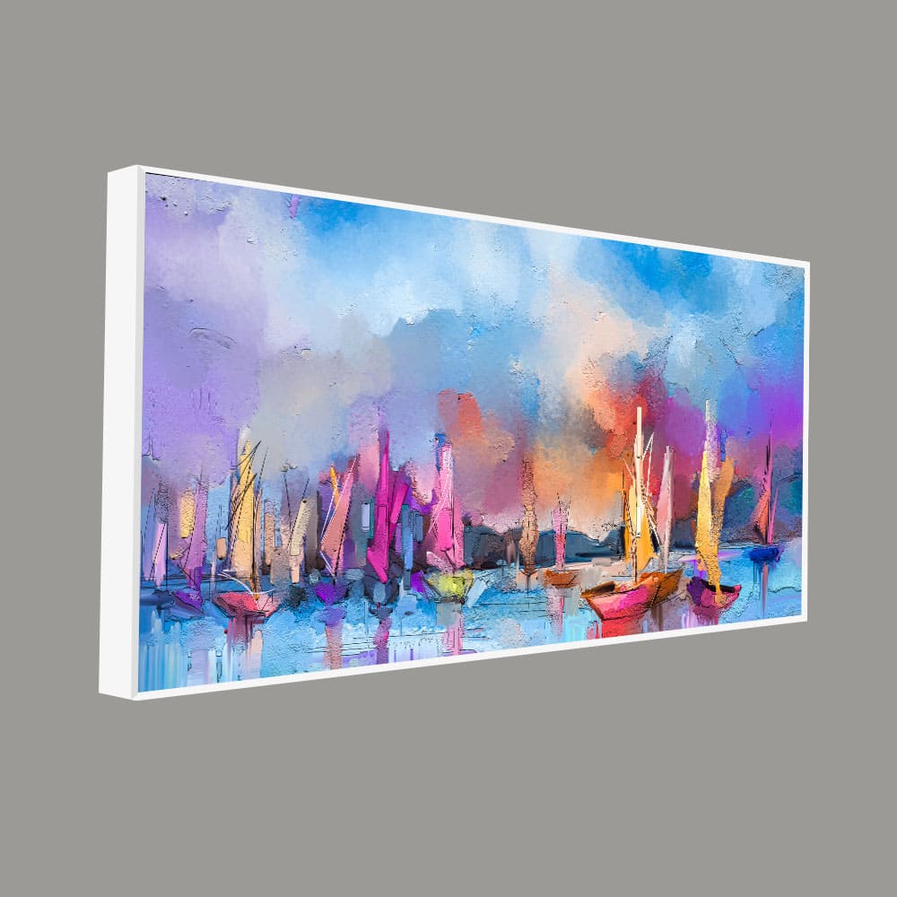 Abstract Colorful Sea Sailing Boat Canvas Wall Painting - Decor Smart