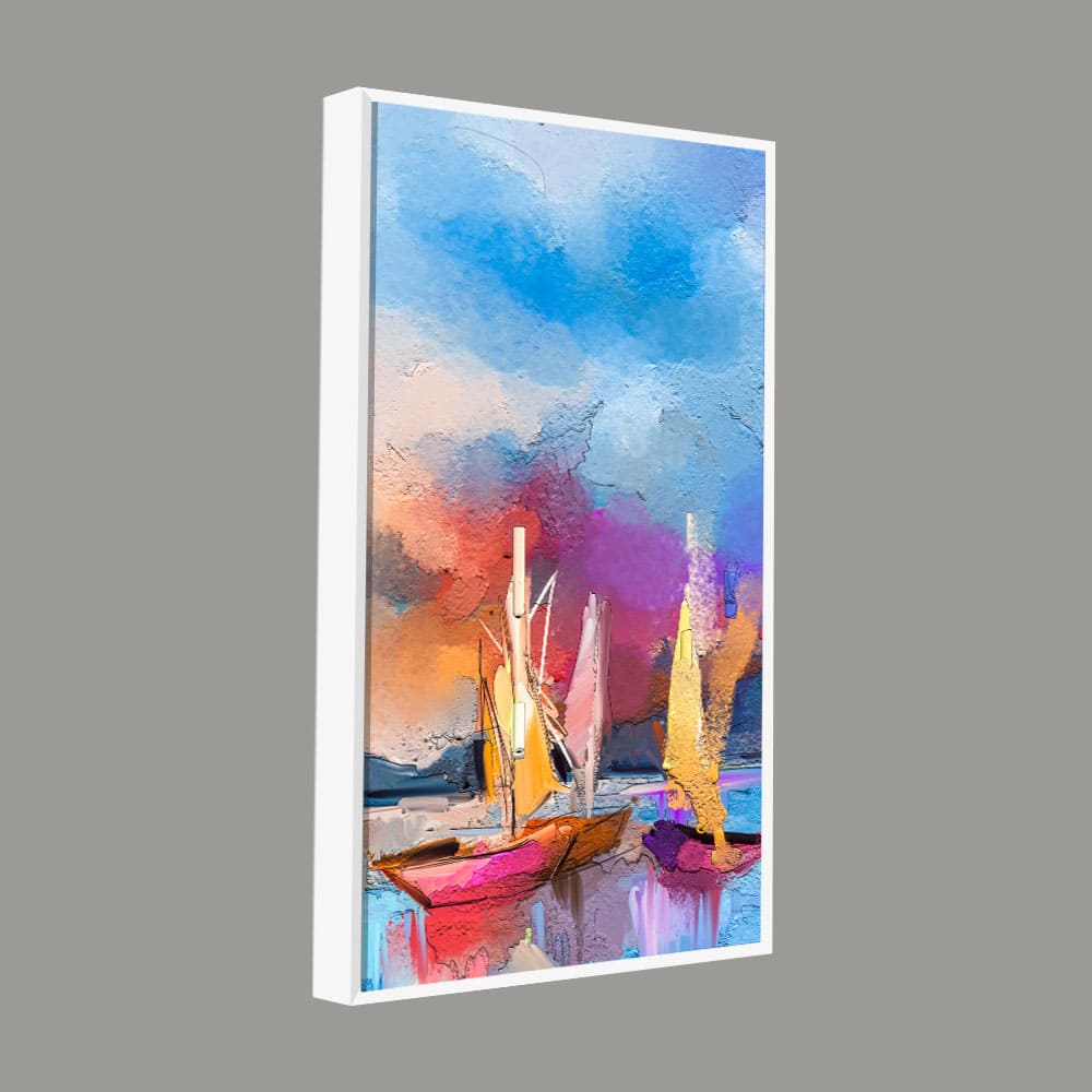 Abstract Colorful Sea Sailing Boats Canvas Wall Painting - Decor Smart
