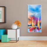 Abstract Colorful Sea Sailing Boats Canvas Wall Painting - Decor Smart