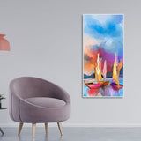Abstract Colorful Sea Sailing Boats Canvas Wall Painting - Decor Smart