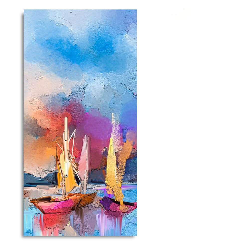 Abstract Colorful Sea Sailing Boats Canvas Wall Painting - Decor Smart