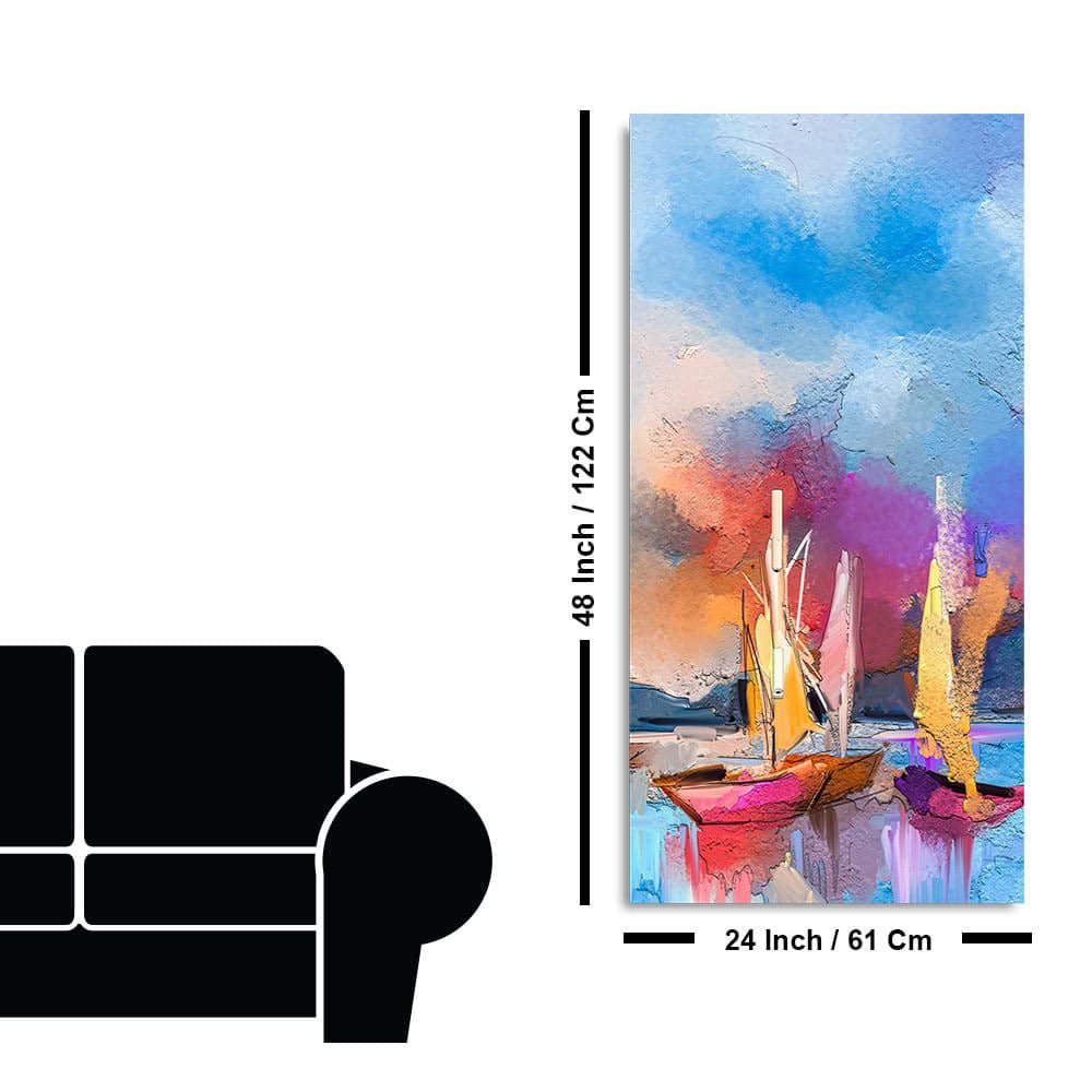 Abstract Colorful Sea Sailing Boats Canvas Wall Painting - Decor Smart