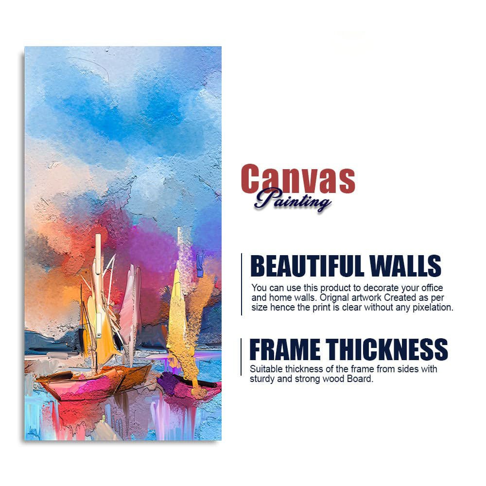 Abstract Colorful Sea Sailing Boats Canvas Wall Painting - Decor Smart