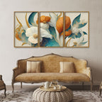 Abstract Colorful Spring Flower Texture Art Floating Canvas Wall Painting Set of Three