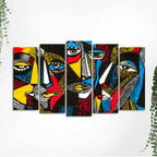 Abstract Faces 5 Pieces Premium Wall Painting