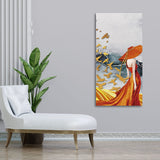 Abstract Fashion Woman in Golden Dress Canvas Wall Painting - Decor Smart