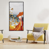 Abstract Fashion Woman in Golden Dress Canvas Wall Painting - Decor Smart