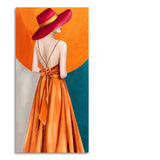 Abstract Fashion Woman in Orange Dress Canvas Wall Painting - Decor Smart