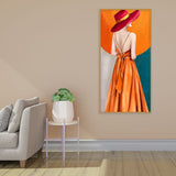 Abstract Fashion Woman in Orange Dress Canvas Wall Painting - Decor Smart
