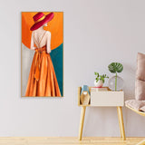 Abstract Fashion Woman in Orange Dress Canvas Wall Painting - Decor Smart
