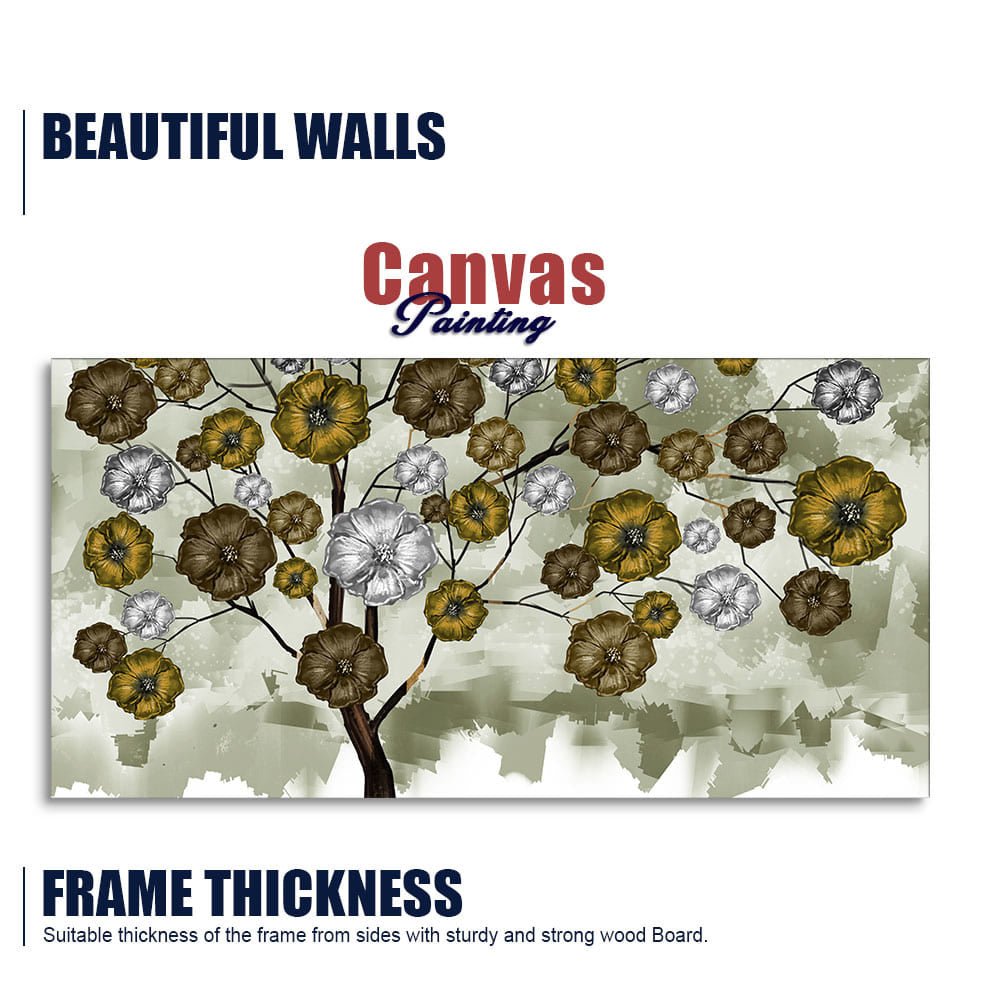 Abstract Flowers Designer Art Premium Canvas Wall Painting - Decor Smart