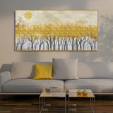 Abstract Forest Golden Leaf Art Premium Canvas Wall Painting - Decor Smart