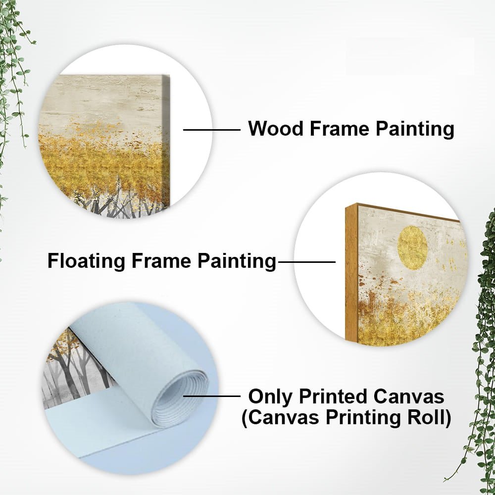 Abstract Forest Golden Leaf Art Premium Canvas Wall Painting - Decor Smart