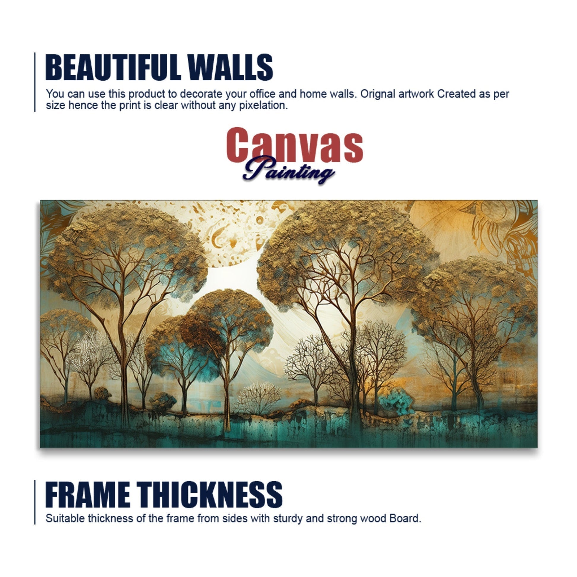 Abstract Forest Tree Artistic Art Canvas Wall Painting - Decor Smart