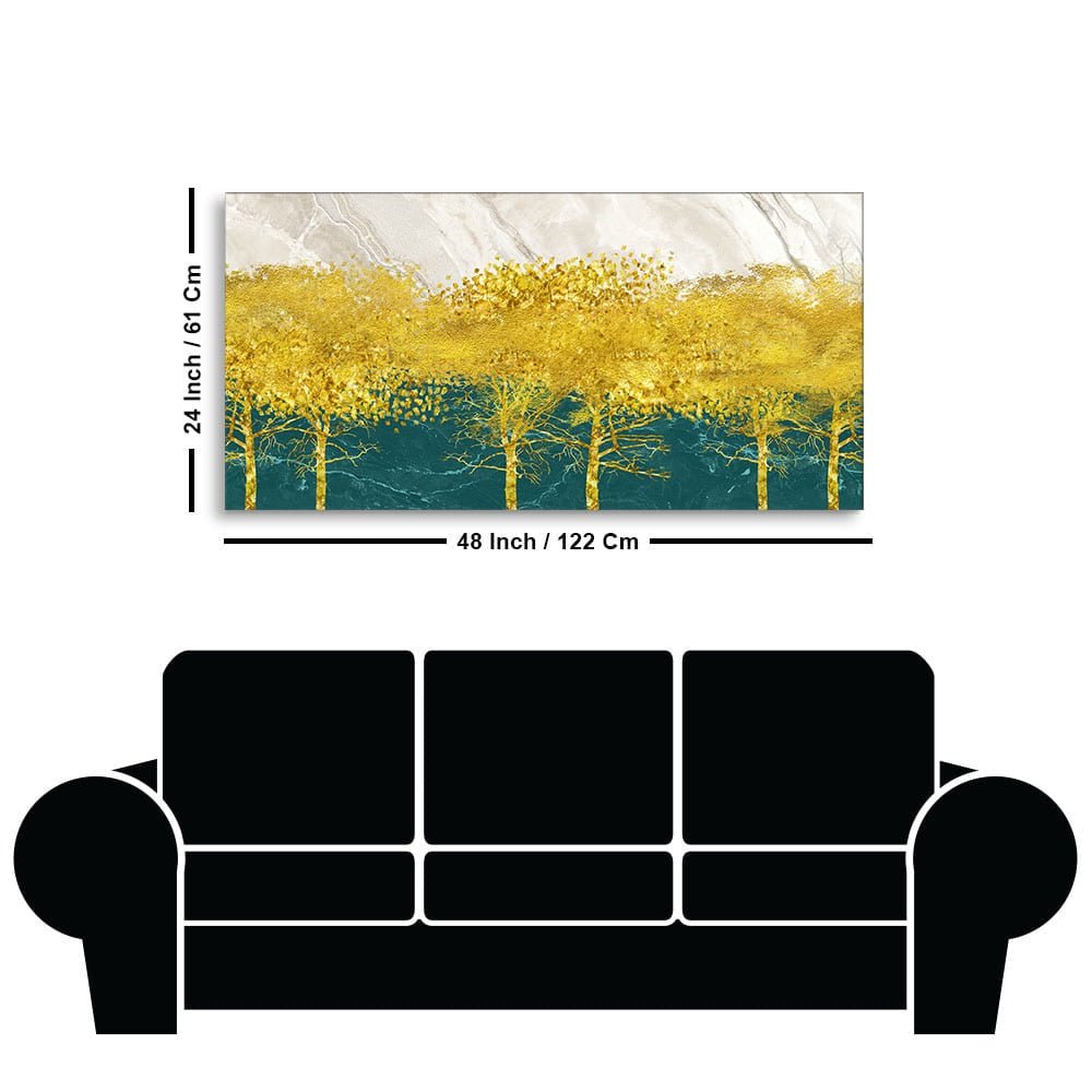 Abstract Forest with Golden Tree Premium Canvas Wall Painting - Decor Smart