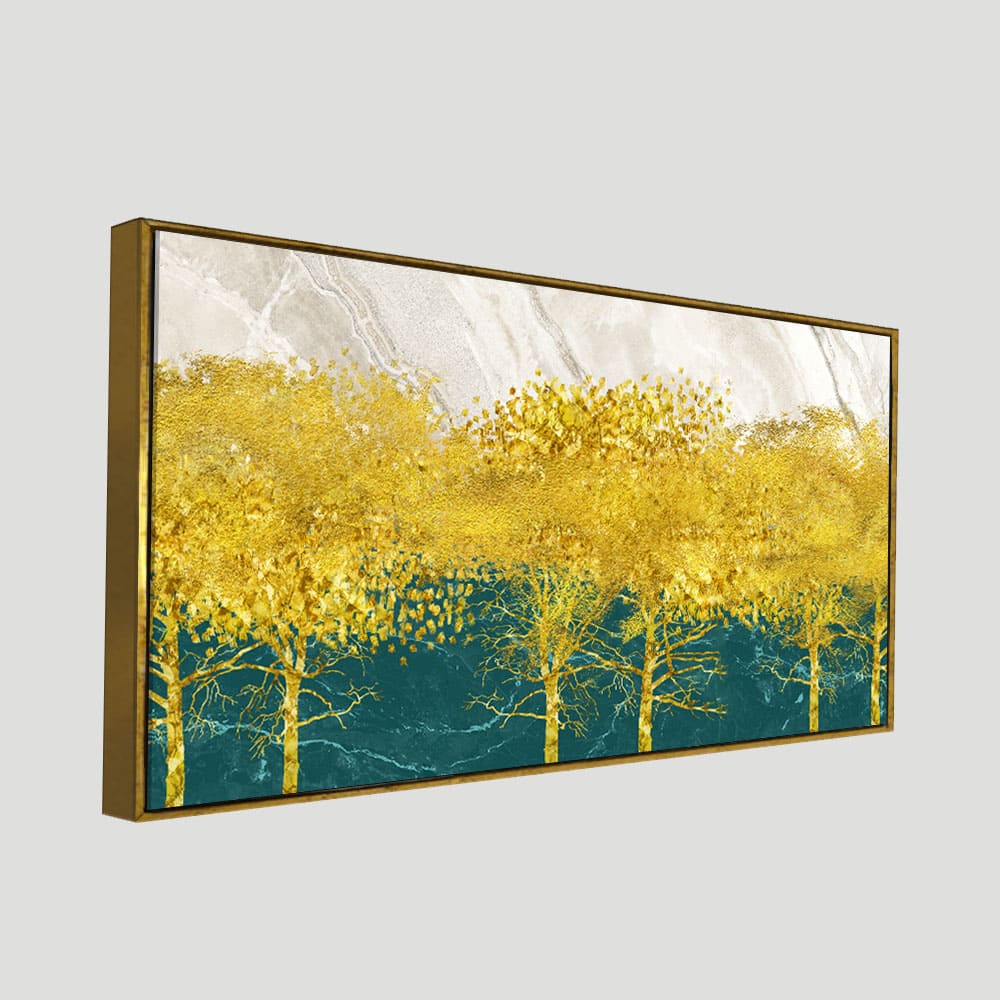Abstract Forest with Golden Tree Premium Canvas Wall Painting - Decor Smart