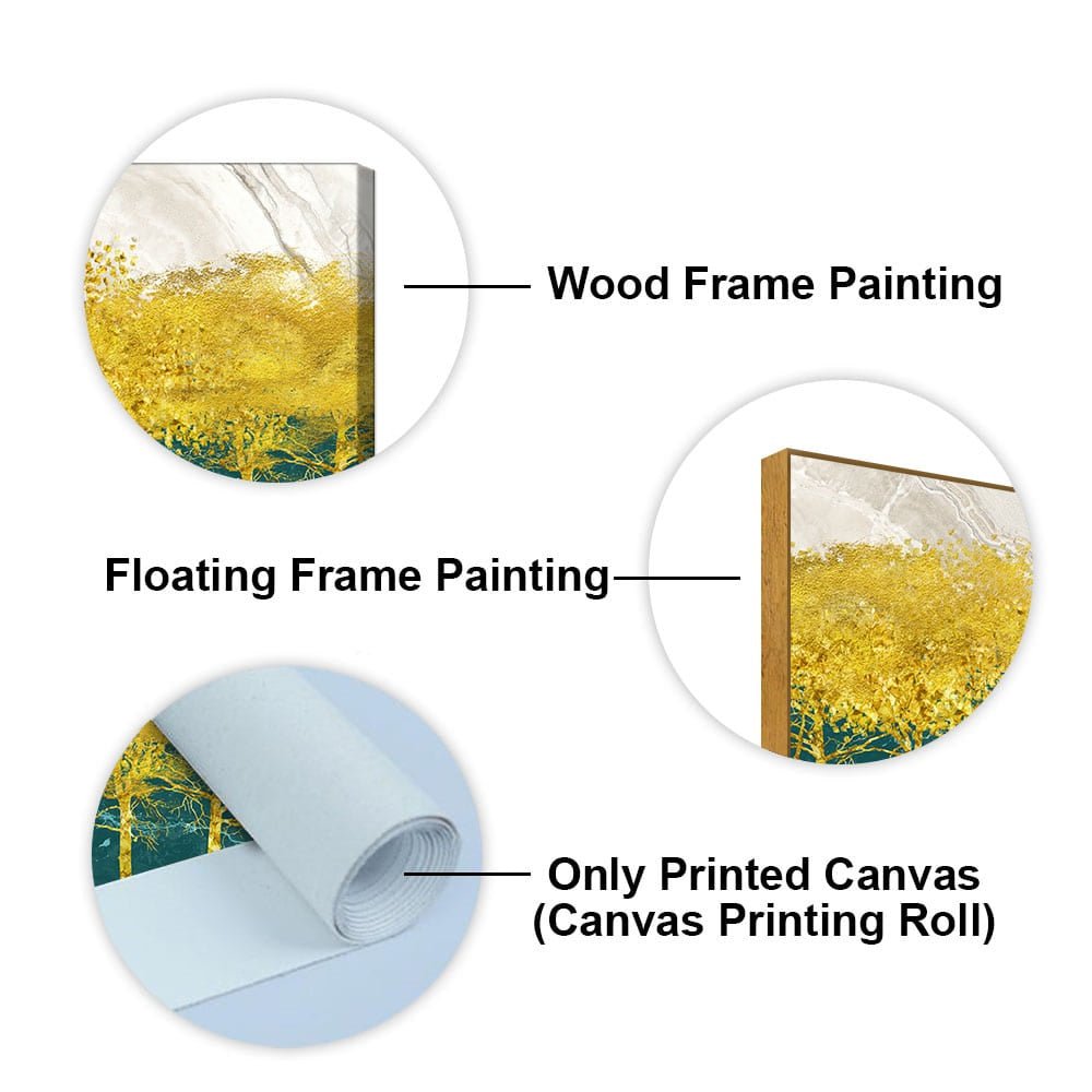 Abstract Forest with Golden Tree Premium Canvas Wall Painting - Decor Smart