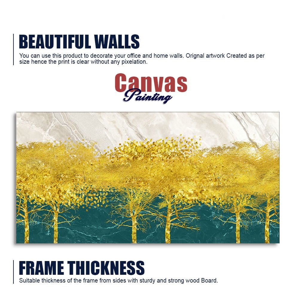 Abstract Forest with Golden Tree Premium Canvas Wall Painting - Decor Smart