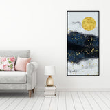 Abstract Gold Field Moon with Birds Canvas Wall Painting - Decor Smart