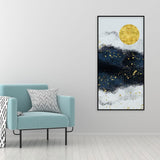 Abstract Gold Field Moon with Birds Canvas Wall Painting - Decor Smart