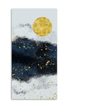 Abstract Gold Field Moon with Birds Canvas Wall Painting - Decor Smart