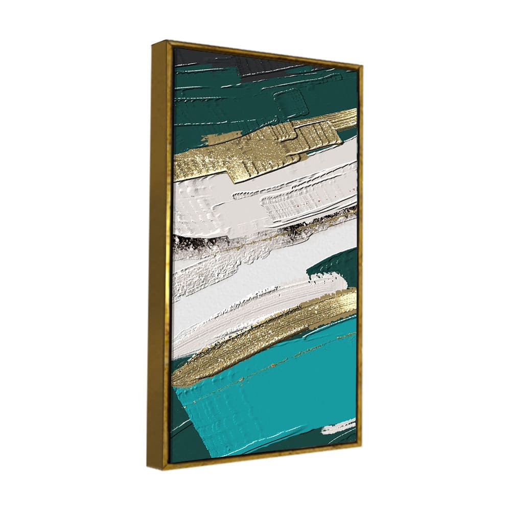 Abstract Golden and White Textured Canvas Wall Painting - Decor Smart