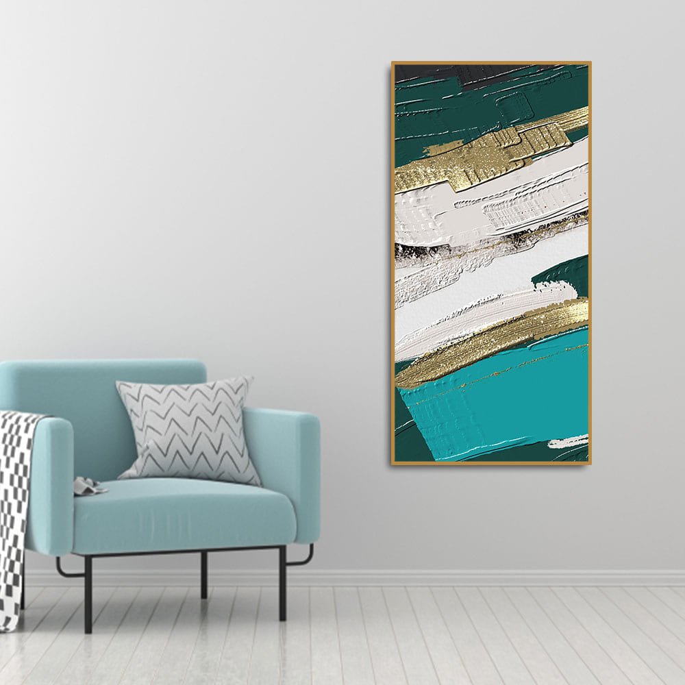 Abstract Golden and White Textured Canvas Wall Painting - Decor Smart