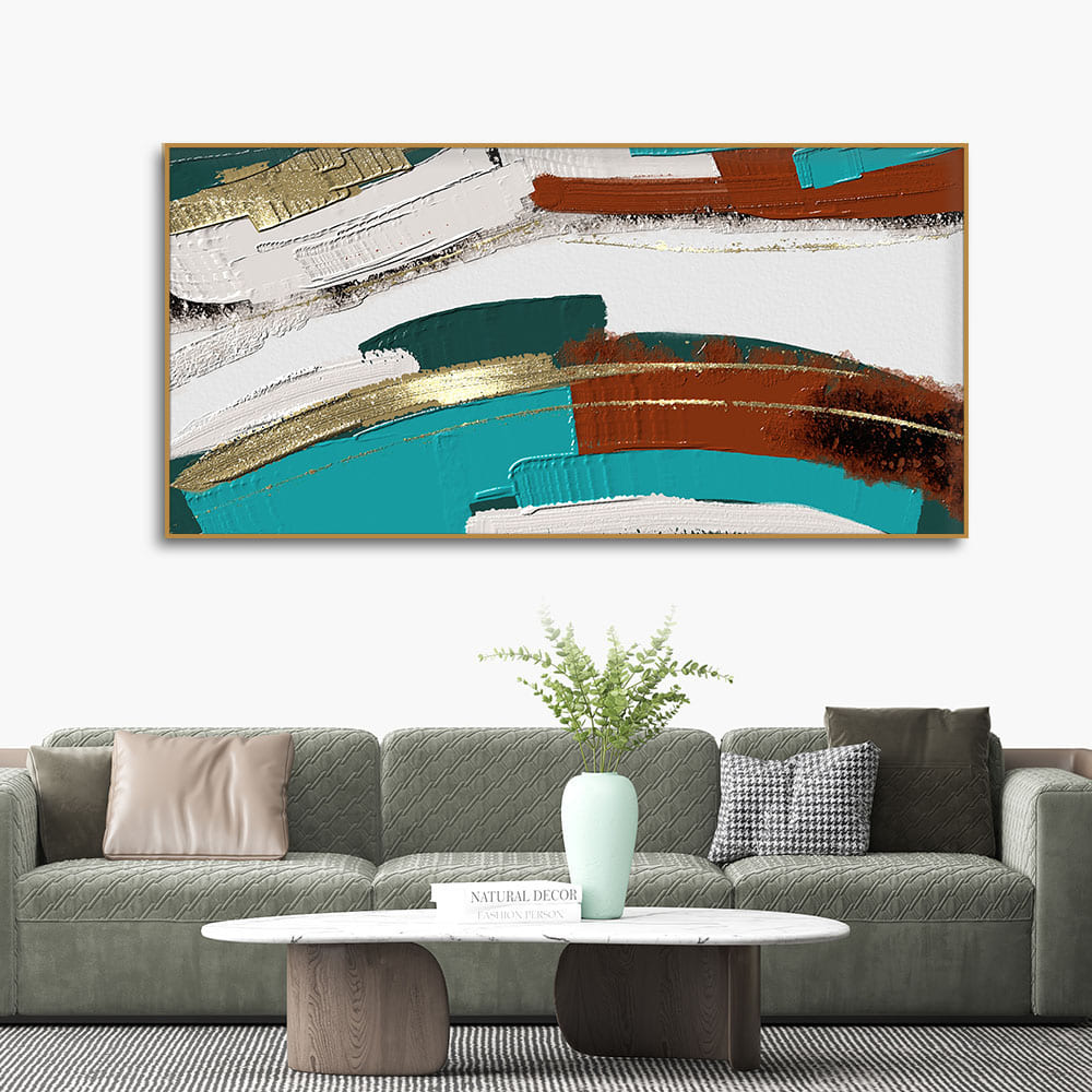 Abstract Golden and White Textured Premium Canvas Wall Painting - Decor Smart